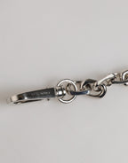 Dolce & Gabbana Silver Tone Chain Lobster Clasp Logo Gray Pearls Bracelet