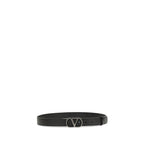 Valentino Garavani Black Calf Leather Bos Taurus Regular Belt