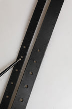 Dolce & Gabbana Black Double Strap Leather Silver Buckle Belt