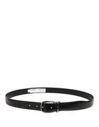 Dolce & Gabbana Men Black Classic Leather Metal Buckle Belt