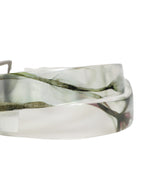 Dolce & Gabbana Men White Floral PVC Silver Metal Buckle Belt