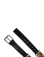 Dolce & Gabbana Men Black Classic Leather Metal Buckle Belt