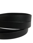 Dolce & Gabbana Black Double Strap Leather Silver Buckle Belt