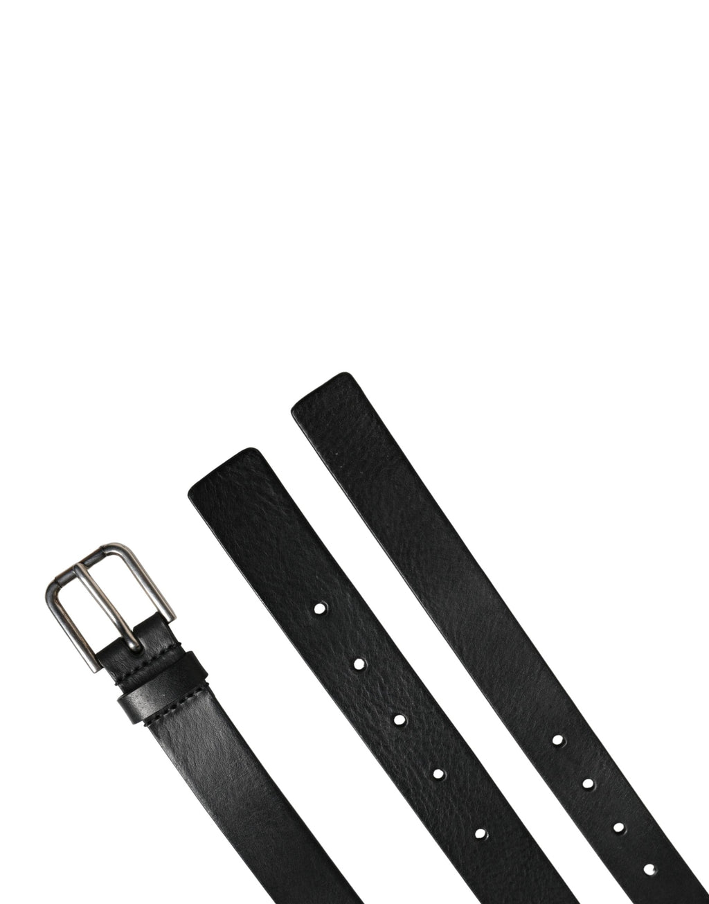 Dolce & Gabbana Black Double Strap Leather Silver Buckle Belt