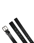 Dolce & Gabbana Black Double Strap Leather Silver Buckle Belt