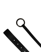 Dolce & Gabbana Men Black Calfskin Leather Metal Buckle Belt