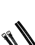 Dolce & Gabbana Black Double Strap Leather Silver Buckle Belt