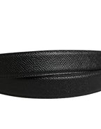 Dolce & Gabbana Men Black Calf Leather Logo Metal Buckle Belt
