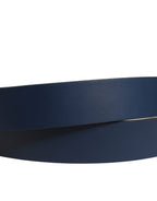 Dolce & Gabbana Dark Blue Calf Leather Logo Metal Buckle Belt