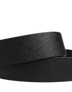Dolce & Gabbana Men Black Leather DG Logo Metal Buckle Belt
