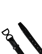 Dolce & Gabbana Men Black Exotic Leather Logo Buckle Belt