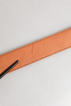 GF Ferre Orange Leather Hexagon Metal Buckle Waist Women Belt