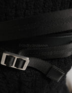 Dolce & Gabbana Black Tricot Wool Blend Duffel Backpack Travel Borse Bag