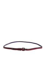 GF Ferre Maroon Leather Silver Metal Buckle Waist Women Belt