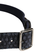 Ermanno Scervino Dark Blue Canvas Silver Metal Buckle Belt