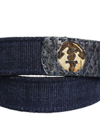 Ermanno Scervino Dark Blue Canvas Silver Metal Buckle Belt