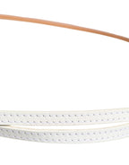 Ermanno Scervino White Leather Skinny Gold Metal Buckle Belt