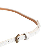 Ermanno Scervino White Leather Skinny Gold Metal Buckle Belt