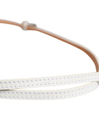 Ermanno Scervino White Leather Skinny Gold Metal Buckle Belt