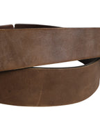 Ermanno Scervino Brown Leather Wide Gold Metal Buckle Belt