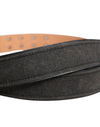 Ermanno Scervino Black Leather Cotton Logo Metal Buckle Belt
