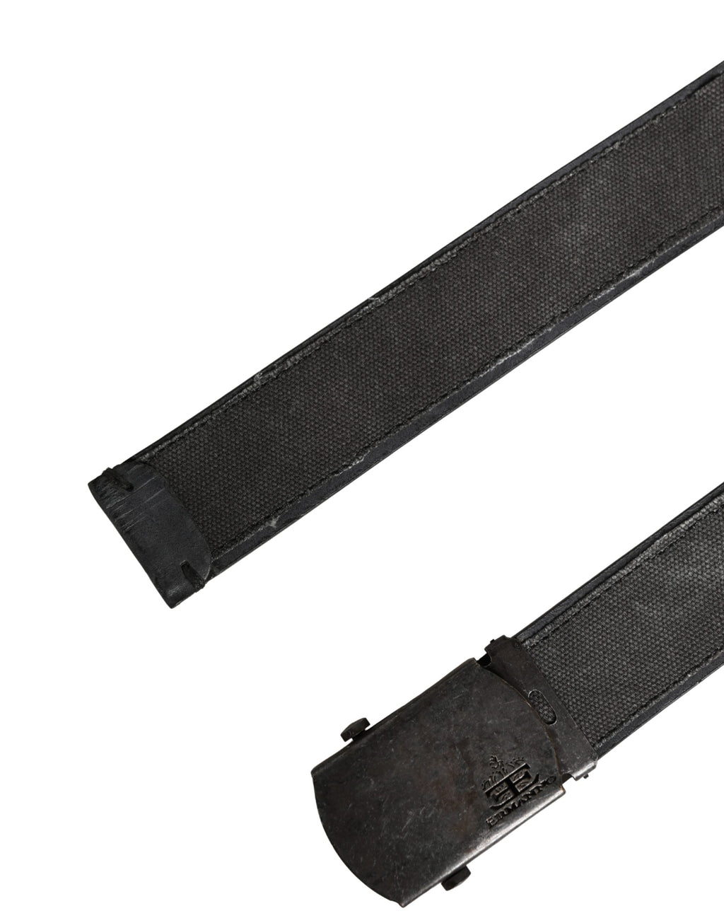 Ermanno Scervino Black Leather Cotton Logo Metal Buckle Belt