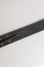 Ermanno Scervino Black Leather Cotton Logo Metal Buckle Belt