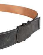 Ermanno Scervino Black Wool Cotton Logo Metal Buckle Belt