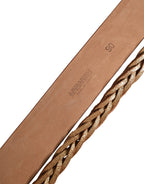Ermanno Scervino Brown Leather Braided Metal Buckle Belt