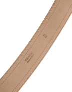 Prada Beige Leather Logo Wide Waist Women Square Buckle Belt