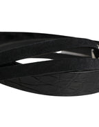Dolce & Gabbana Black Exotic Leather Silver Metal Buckle Belt