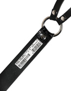 Dolce & Gabbana Black Exotic Leather Silver Metal Buckle Belt