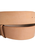 Patrizia Pepe Beige Genuine Leather Wide Waist Metal Buckle Belt