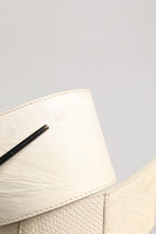 GF Ferre Off White Waxed Cotton Wide Fashion Waistband Belt