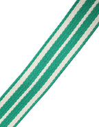 Red Valentino White Green Stripes Canvas Silver Metal Buckle Belt