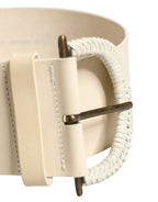 Cavalli Class Off White Leather Waist Women Cintura Buckle Belt