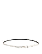 Costume National White Leather Studded Cintura Belt