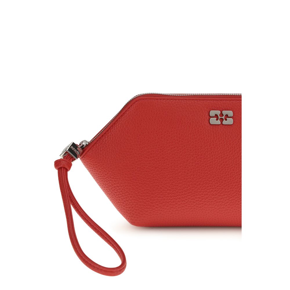 Ganni Red Recycled Leather Clutch Bag