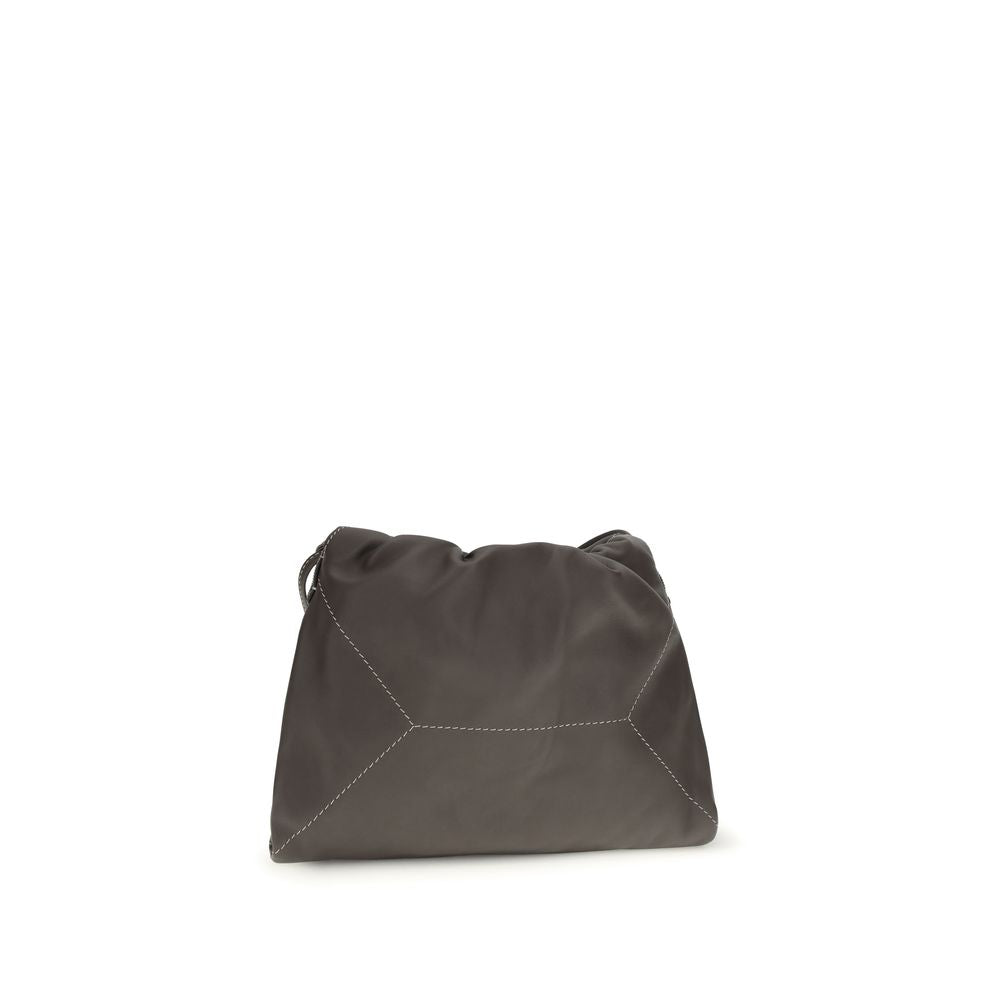 Brunello Cucinelli Brown Calf Leather Bos Taurus Shoulder Bag