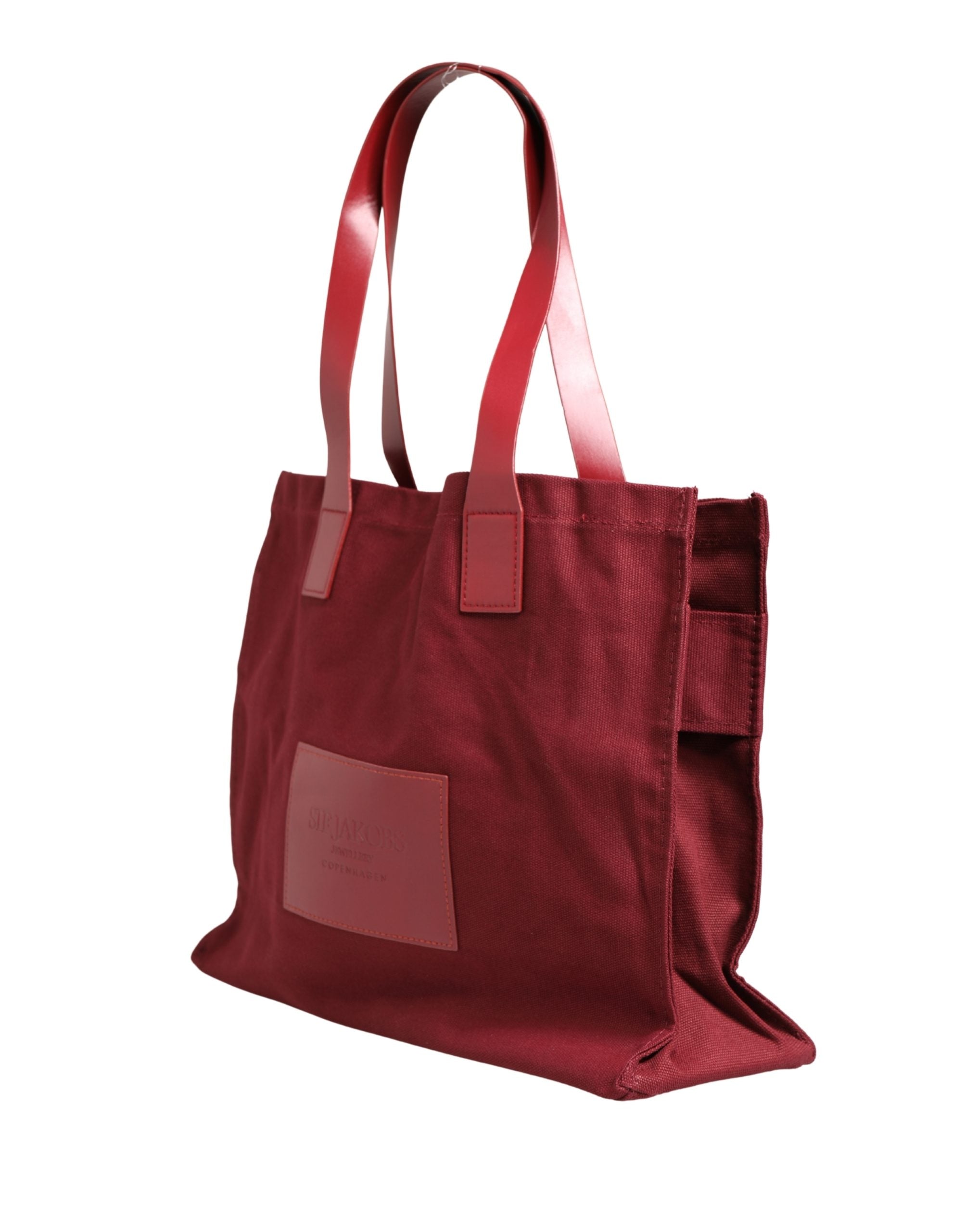 SIF JAKOBS Burgundy Cotton Canvas Shopping Tote Women Borse  Jewellery Bag