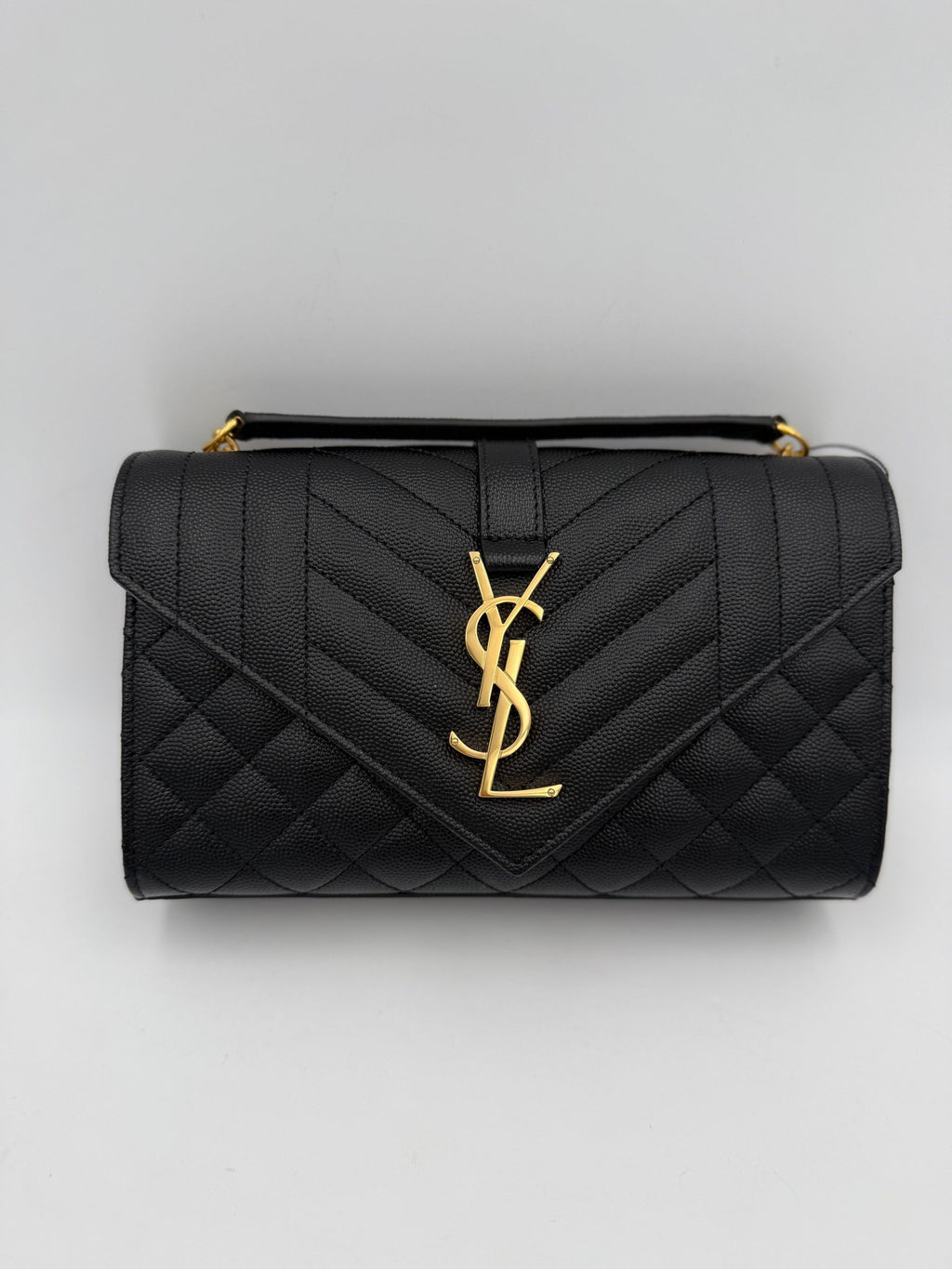 Saint Laurent SAINT LAURENT ENVELOPE SMALL in Black Grained Leather Handbag