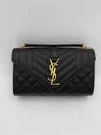 Saint Laurent SAINT LAURENT ENVELOPE SMALL in Black Grained Leather Handbag