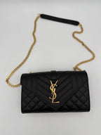 Saint Laurent SAINT LAURENT ENVELOPE SMALL in Black Grained Leather Handbag