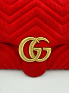 Gucci GUCCI MARMONT Red Velvet Handbag