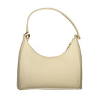 Mario Valentino Beige Polyurethane Women's Bag with Adjustable Shoulder Strap