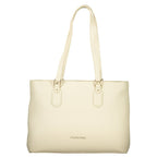 Mario Valentino Beige Polyurethane Women's Shoulder Bag with Internal Pocket