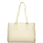 Mario Valentino Beige Polyurethane Women's Shoulder Bag with Internal Pocket
