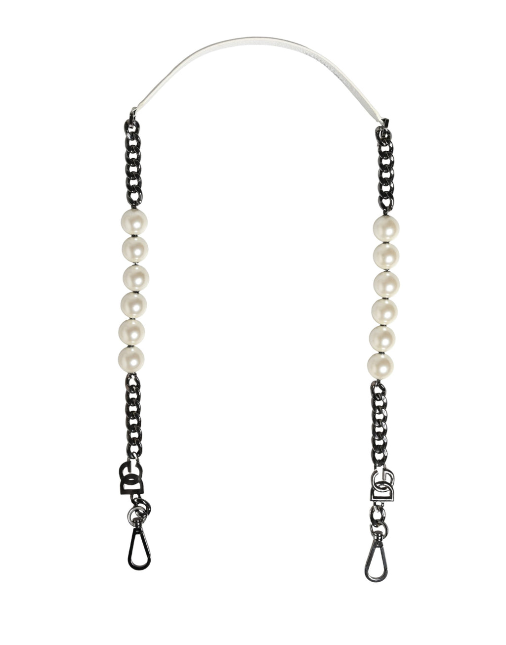 Dolce & Gabbana White Leather Silver Chain Bag Accessory Shoulder Strap