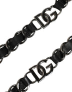 Dolce & Gabbana Black Leather Silver Chain Bag Accessory Shoulder Strap