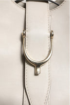 Gucci White Leather Stirrup Top Handle Bag